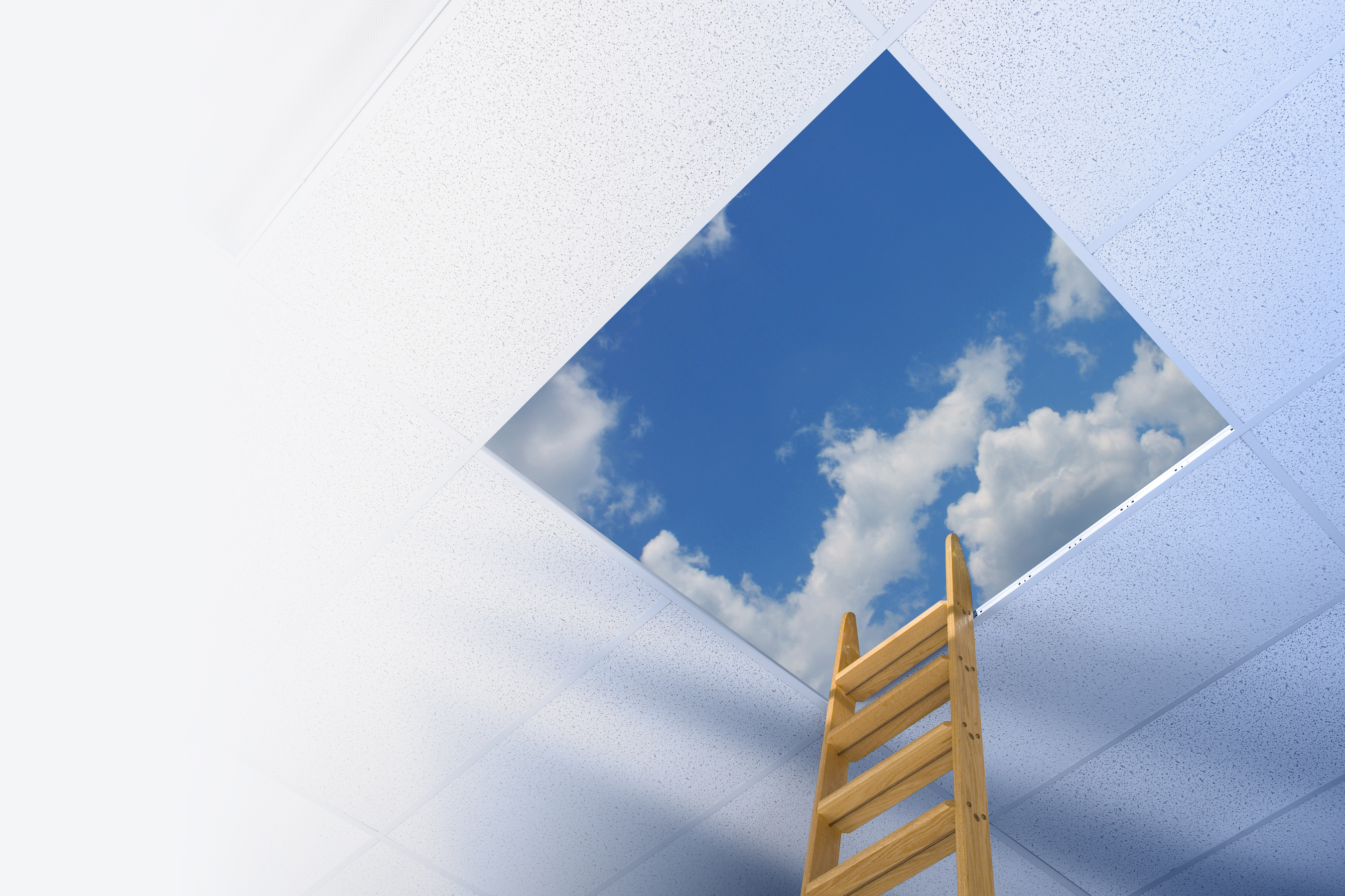Corporate ladder leading to sky