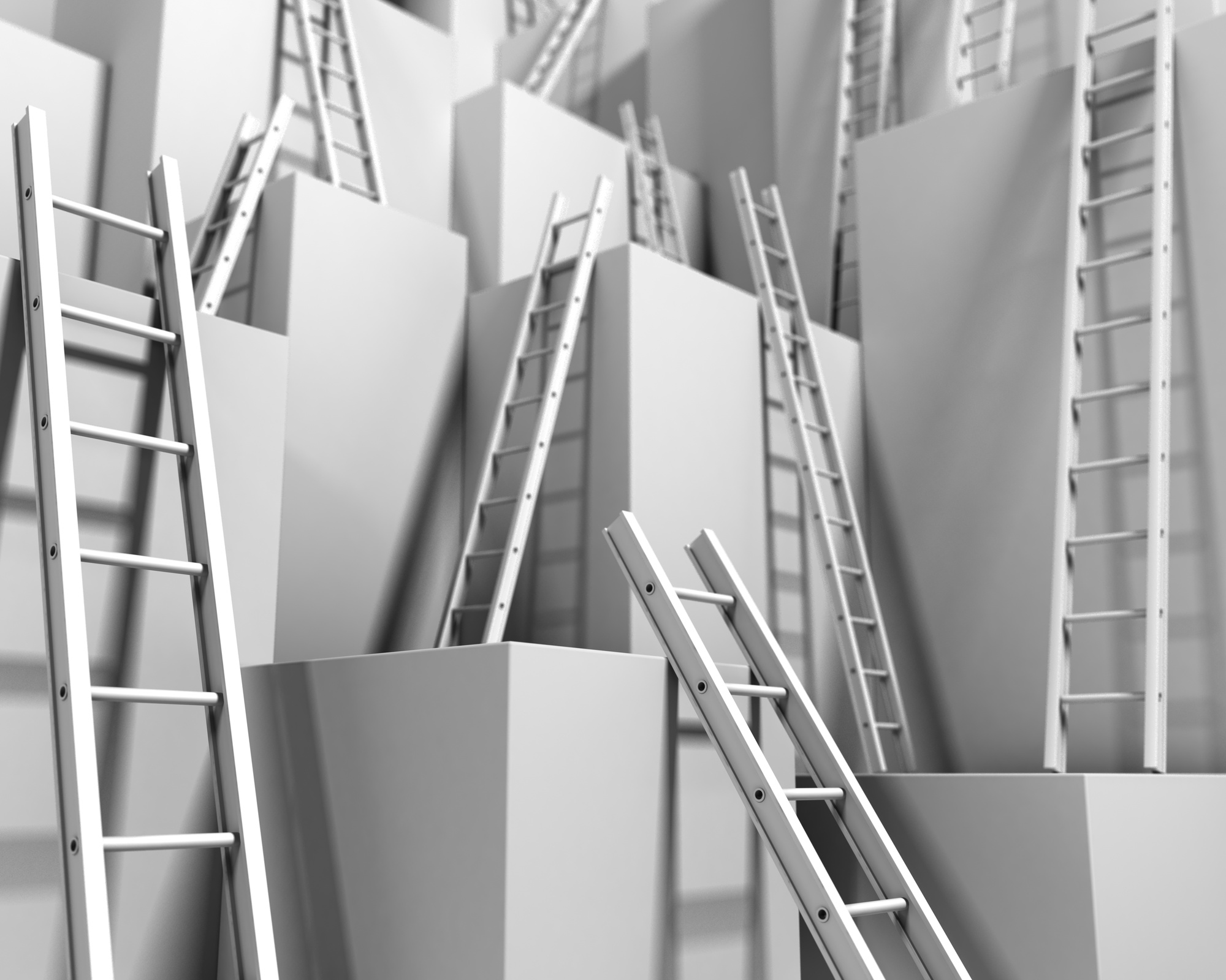 Abstract of various ladders suggesting corporate ladder